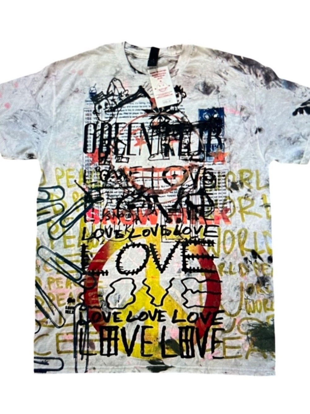 Snow Milk "Love" NWT White T Shirt Mens MEDIUM - Upcycled 1 of A Kind MSRP $100
